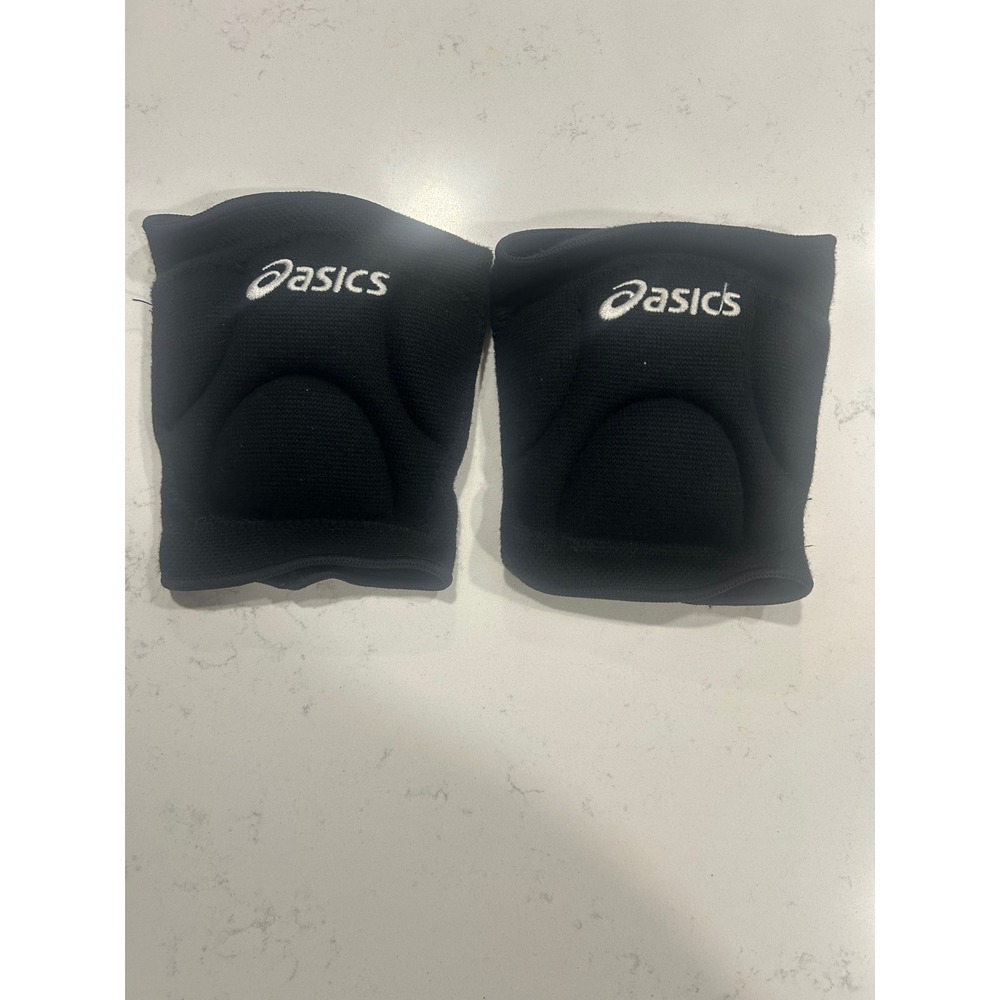 Asics Volleyball Small Knee Pads Black Padded‎ Protective Sleeve Pair Logo